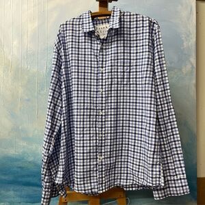 Frank & Eileen Mens Luke Button Up Shirt XL Gingham Blue Cotton Long Sleeve